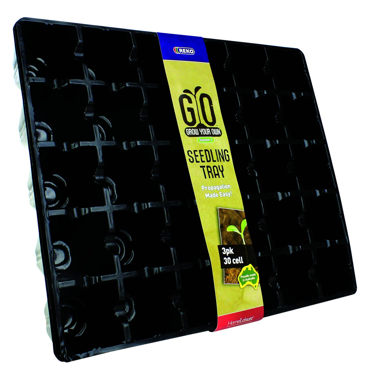 Homeleisure 30-Square Cell Plastic Seedling Tray Plant Propagation Black (3 Pieces)