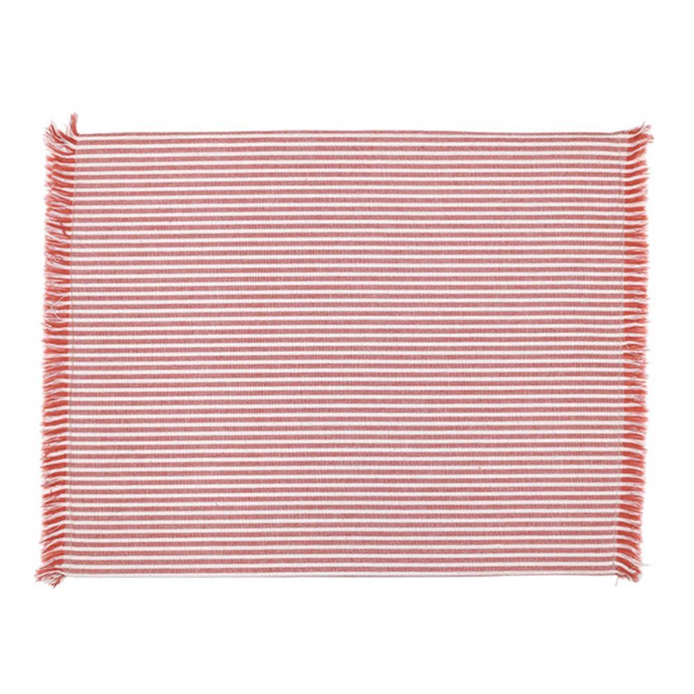 Belle Abby Stripe 2-Side Cotton Blend Placemat Set 48x33cm Rect Terracotta (4 Pieces) — image 2