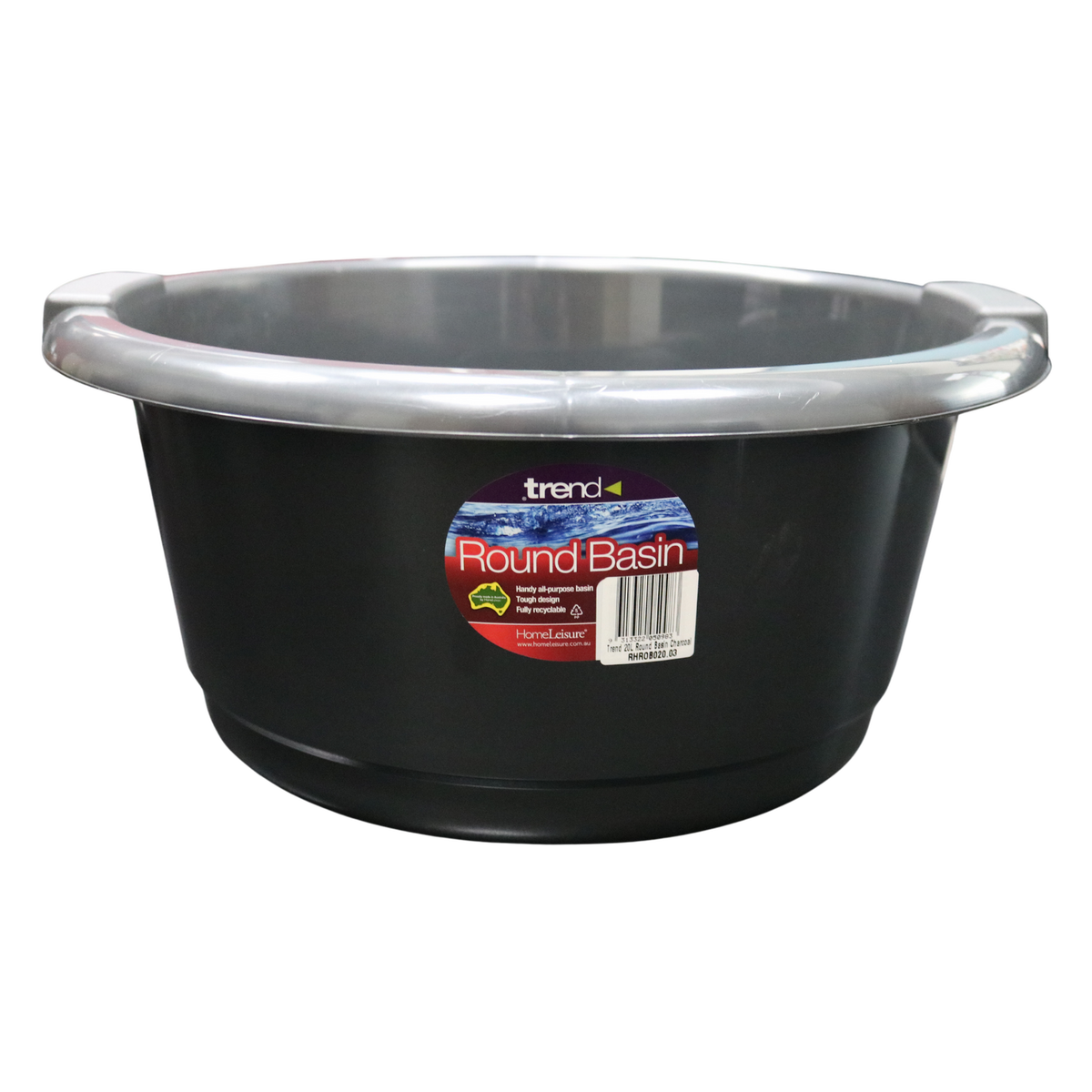 Homeleisure Trend 20L Plastic Basin Round Kitchen/Laundry Catch Tray Charcoal
