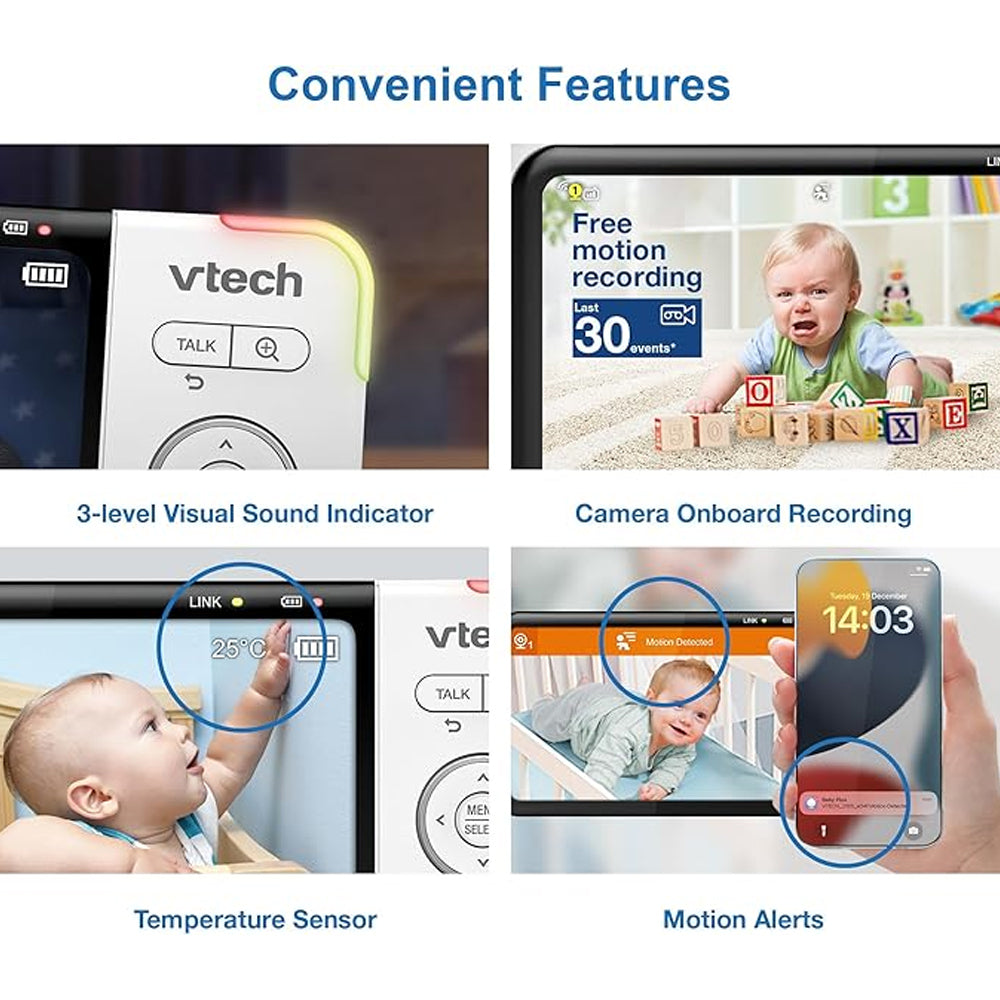 Vtech 2-Camera 5 Inch Smart HD Video Baby Monitor With Remote Access 1080p