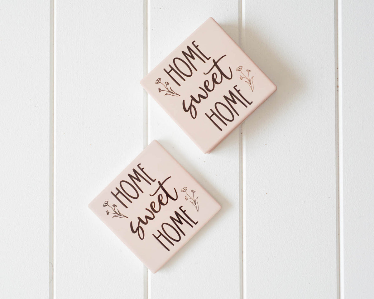 Rayell Ceramic Printed Coaster Home Sweet Home Drink Glass Holder Set (4 Pieces) — image 2
