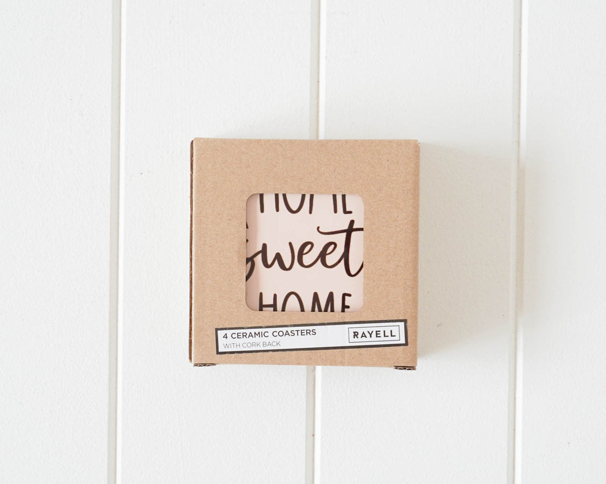 Rayell Ceramic Printed Coaster Home Sweet Home Drink Glass Holder Set (4 Pieces) — image 4