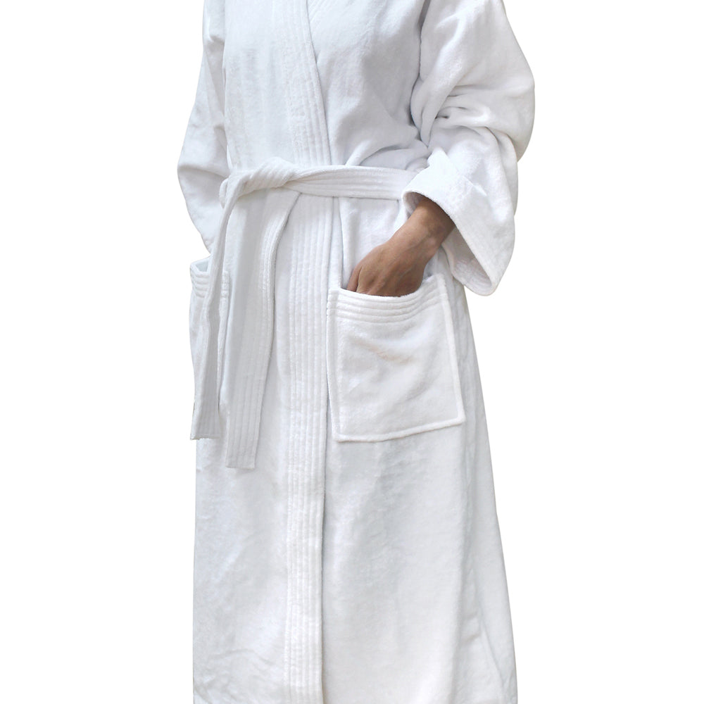 Jason Commercial Cotton Velour Kimono Bathroom Robe Set 127cm White 240GSM