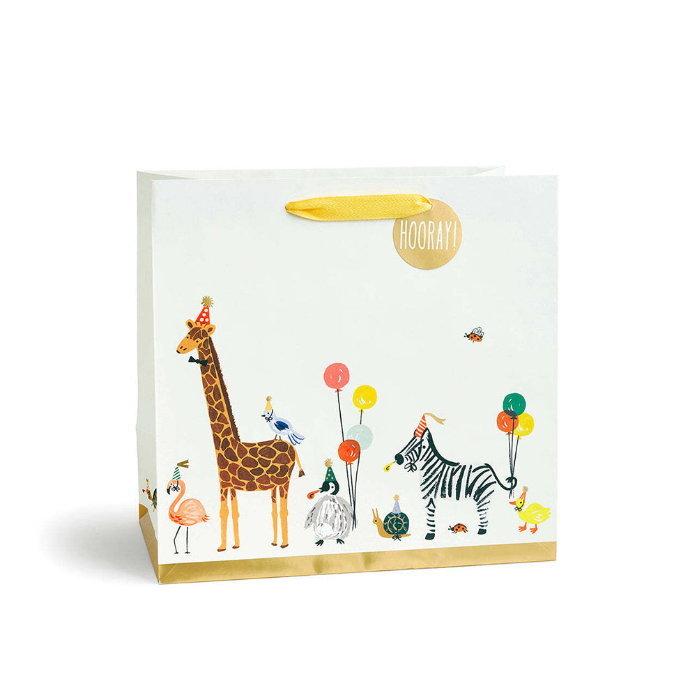 Rifle Paper CO Birthday Gift Bag Storage w/ Ribbon 33x32cm Large Party Animals