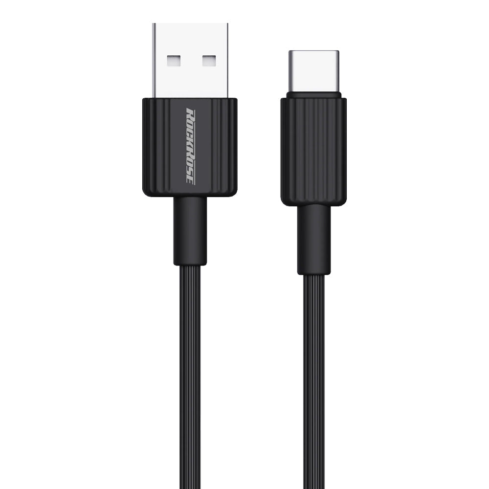 Rockrose Arrow AM 2.4A USB to USB-C Phone Charging PC Data Sync Cable BLK 1m