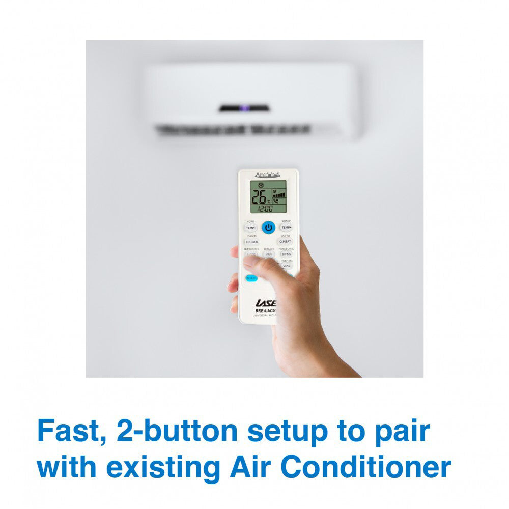 Laser Quick 2-Button Pairing Air Conditioner Remote Universal Replacement White