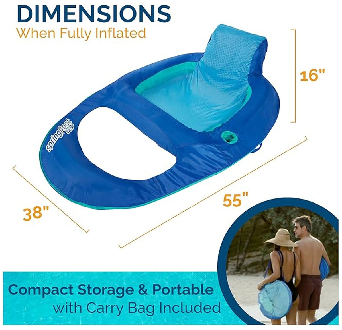 Swimways Spring Float Recliner Inflatable Swimming Pool Lounger Assorted — image 7