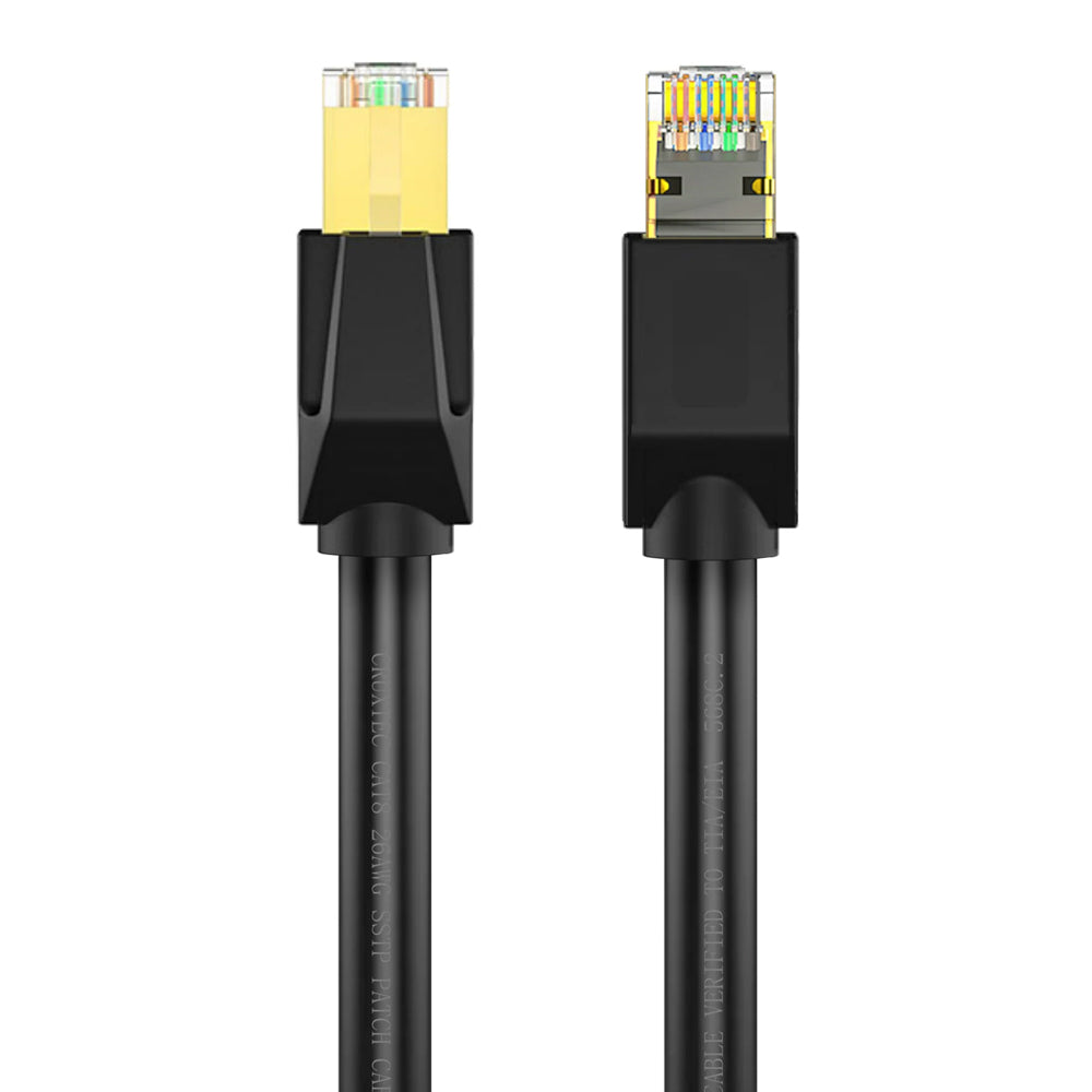 Cruxtec RJ45 LAN CAT8 Sf/ftp 40GbE 30cm Triple Shielding Ethernet Cable Black