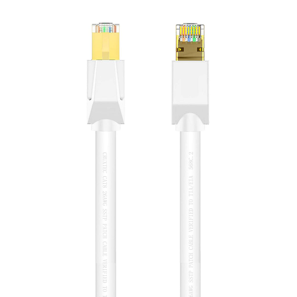 Cruxtec CAT8 40GbE Sf/ftp Triple Shielding PoE Ethernet Cable 10m White (2 Pack) — image 4