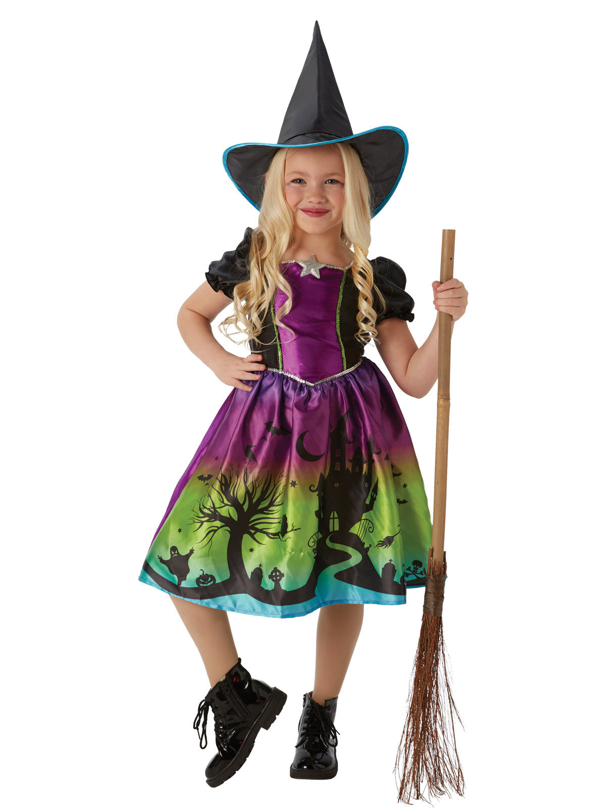 Rubies Ombre Witch Spooky Girls Fancy Dress Up Party Costume Set Size 9-10 YRS