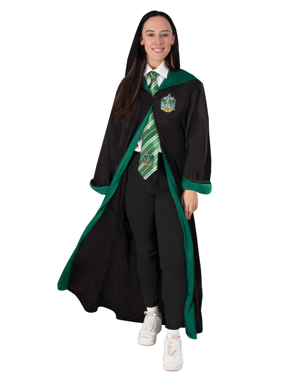 Disney Harry Potter Slytherin Hooded Hogwarts Adult Wizard Robe Party Costume Size STD