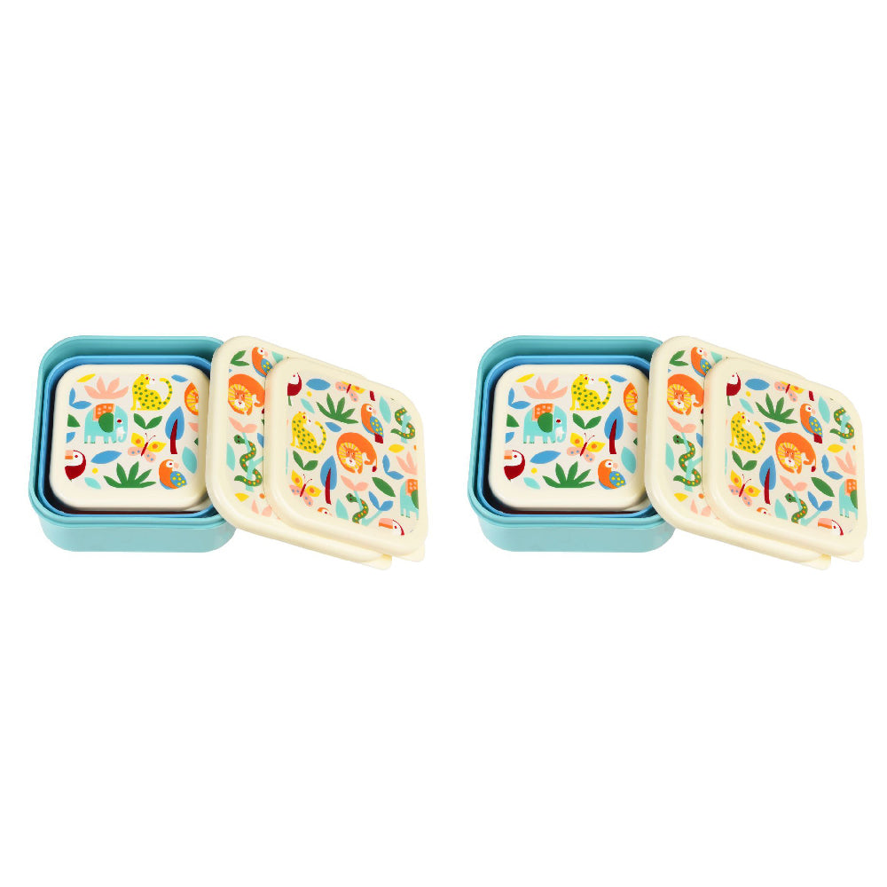 Rex London 3pc Rex London Kids Plastic Snack/Lunch Box Storage Square Set Wild Wonders (2 Pack)