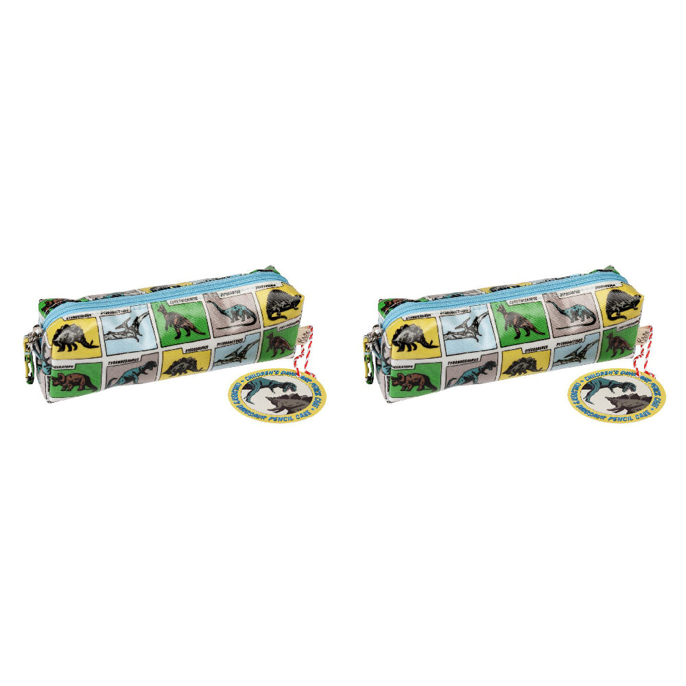 Rex London Pencil Case w/ Zipper Stationery Organiser 21cm Prehistoric Land (2 Pack)