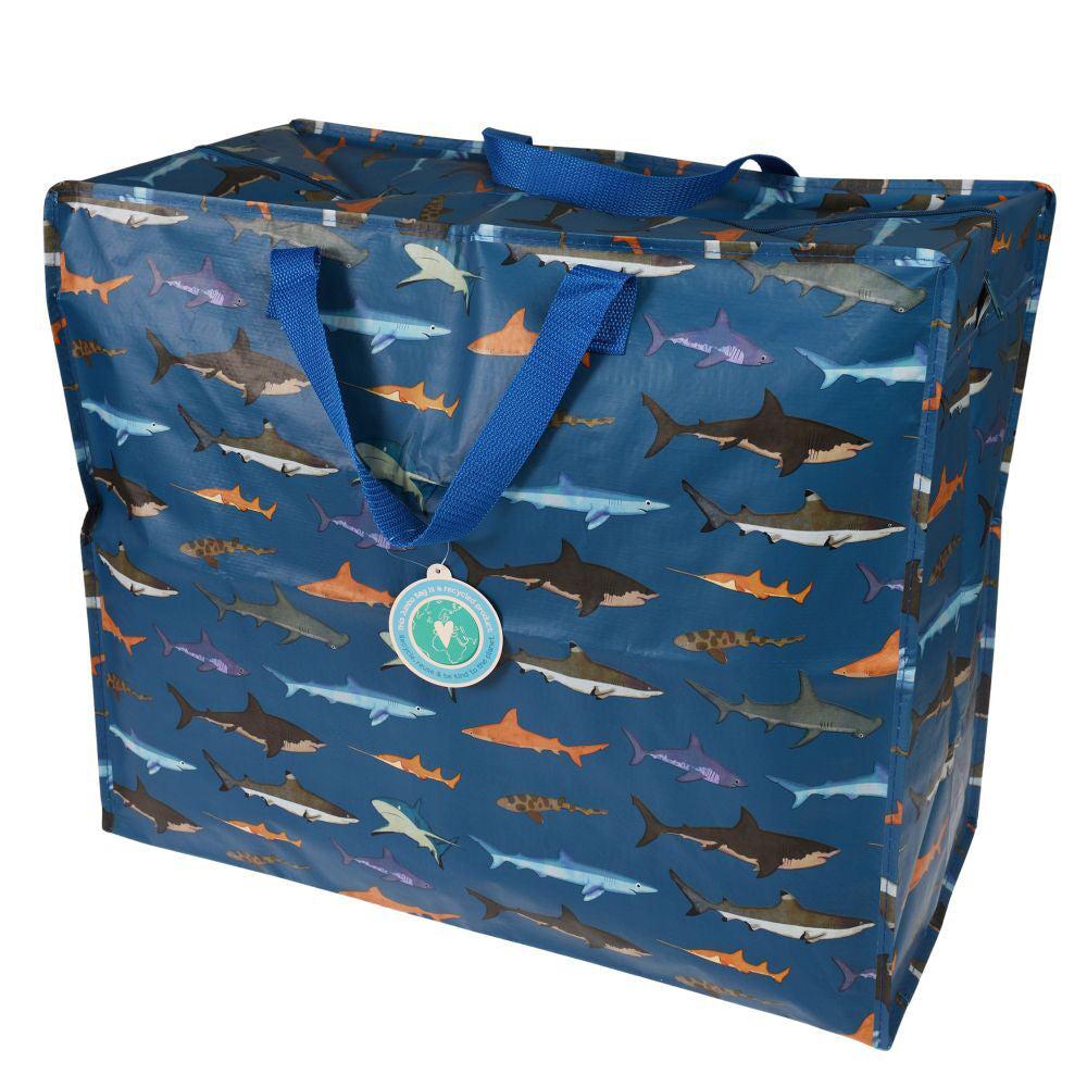 Rex London Jumbo Storage Carry Bag Organiser w/ Zip Closure 58x48cm Sharks