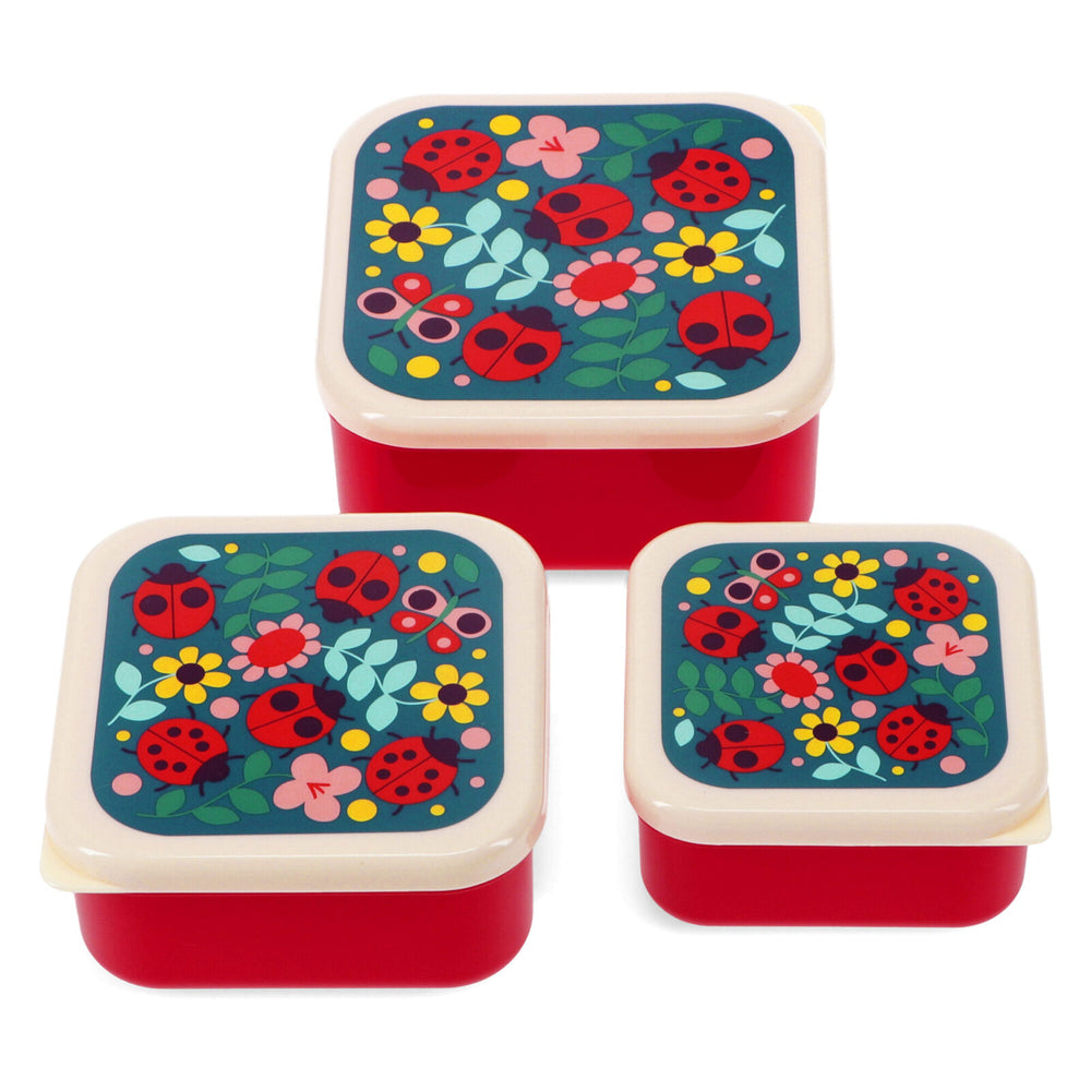 Rex London 3pc Rex London Kids Plastic Snack/Lunch Box Storage Square Set Ladybird (2 Pack) — image 2