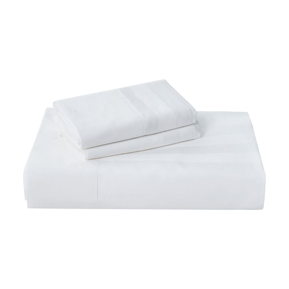 Grosvenor House 500TC Cotton Hotel Stripe Sheet Bed Set White