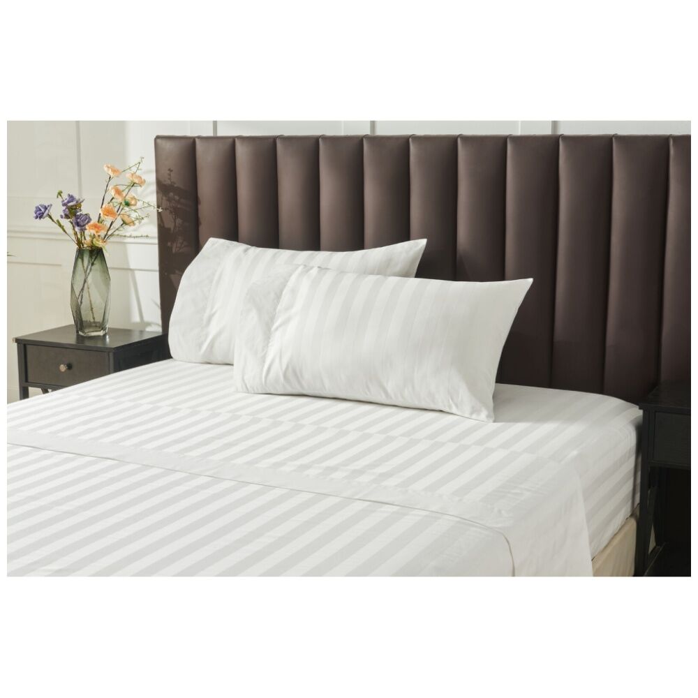Grosvenor House 500TC Cotton Hotel Stripe Standard Pillowcases White (2 Pieces) — image 3