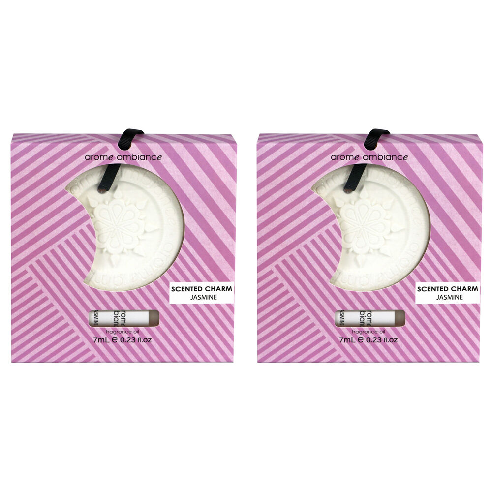 Arome Ambiance Scented Charm & 7ml Fragrance Oil Home/Room Freshener Jasmine (2 Pack)