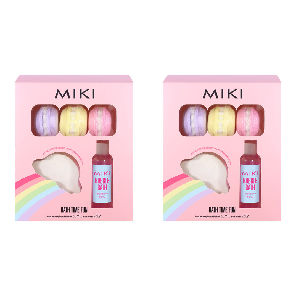 Miki 5pc Miki Kids Bath Time Fun Pack w/ 65g Bathbombs and 60mL Bubbles 3y+ (2 Pack)