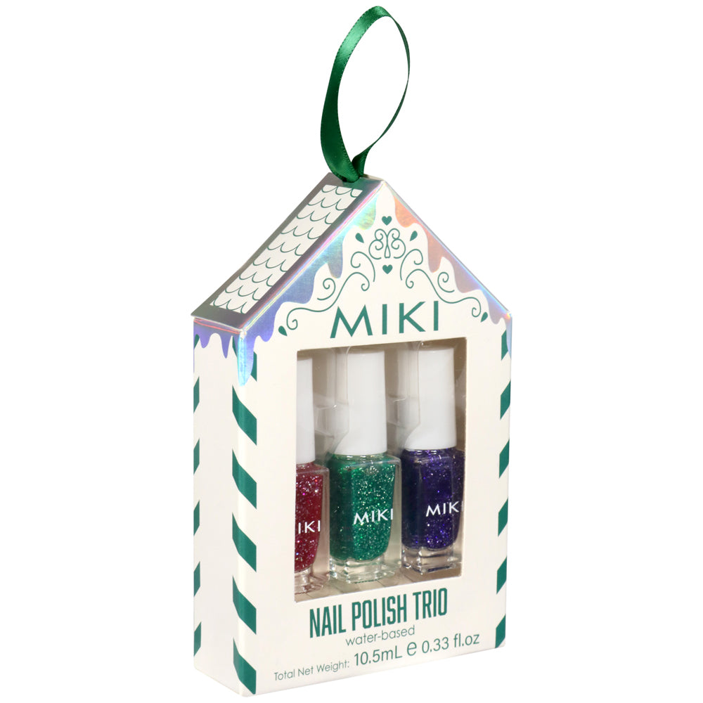 Miki 3.5ml Water-Based Red/Pink/Blue Nail Polish Trio Glitter Varnish Set (3 Pieces) — image 2