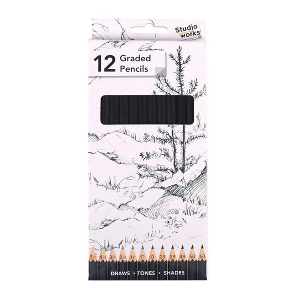 Studio Works Premium Quality Graded Lead Pencils Assorted Grades (12 Pieces)