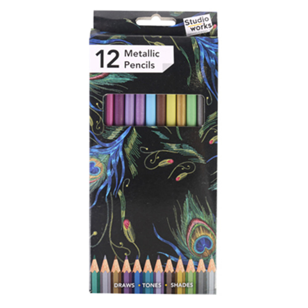 Studio Works Quality Metallic Artists Pencils Assorted Creative Toolkit (12 Pieces)