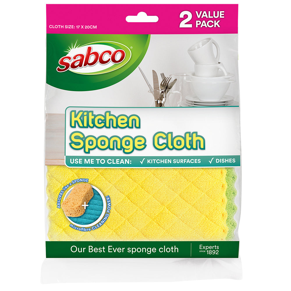 Sabco Kitchen/Bathroom Sink Dish Table Sponge Appliance Cleaning Wipe Cloth (2 Pieces)