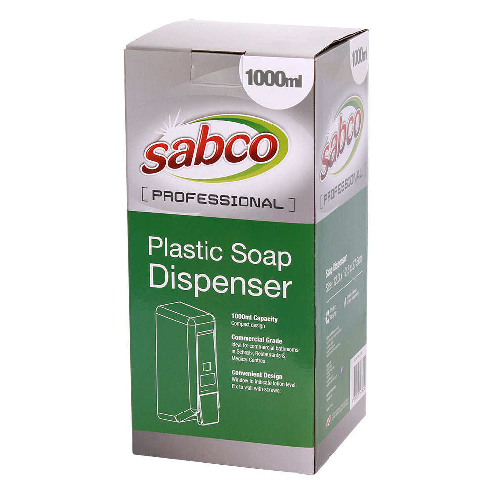 Sabco Professional 1000ml Plastic Soap Dispenser Wall Mounted Container White — image 2