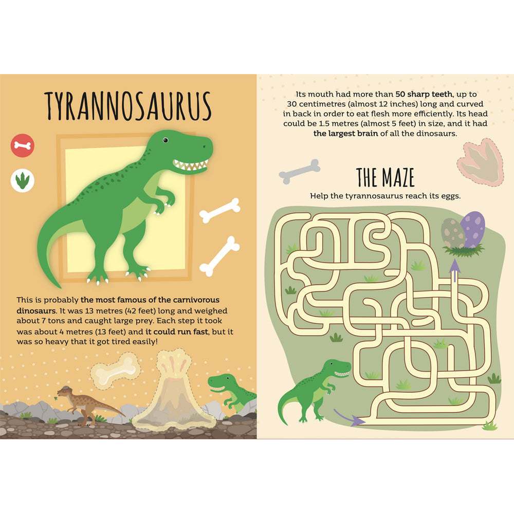 Sassi Stickers & Activities Book Kids/Children Learn Play Reading Dinosaurs 3y+ — image 2