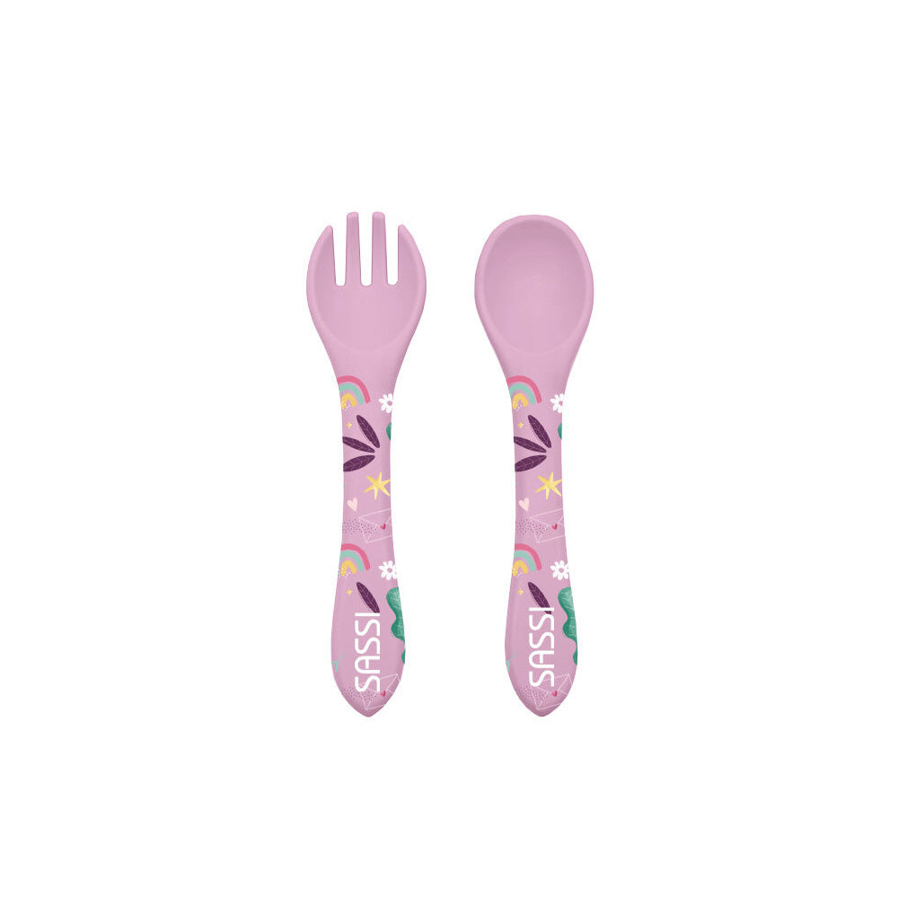 Sassi Cutlery Set Sparkly The Unicorn Baby/Childrens Tableware 6m+ Silicone