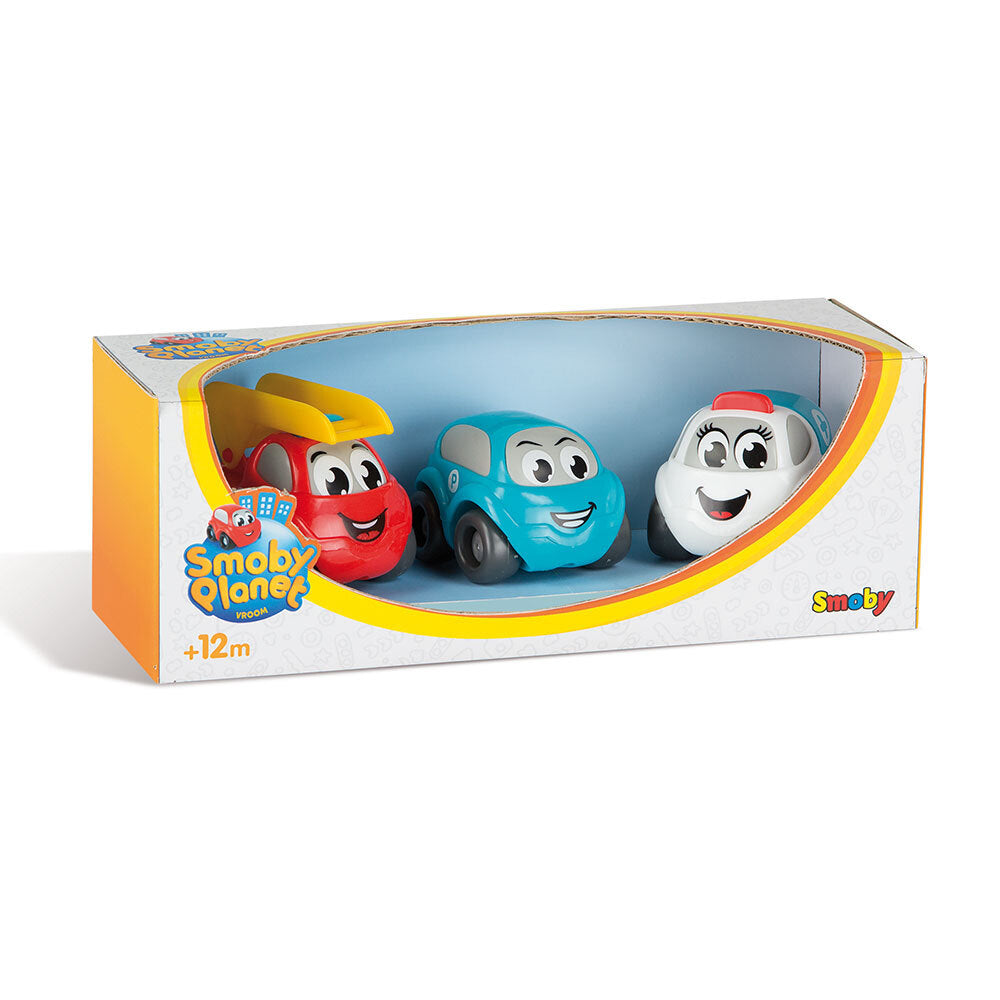 Simba Smoby Planet Vroom Vehicle Set Car/Fire Truck/Ambulance 12m+ Kids Toy
