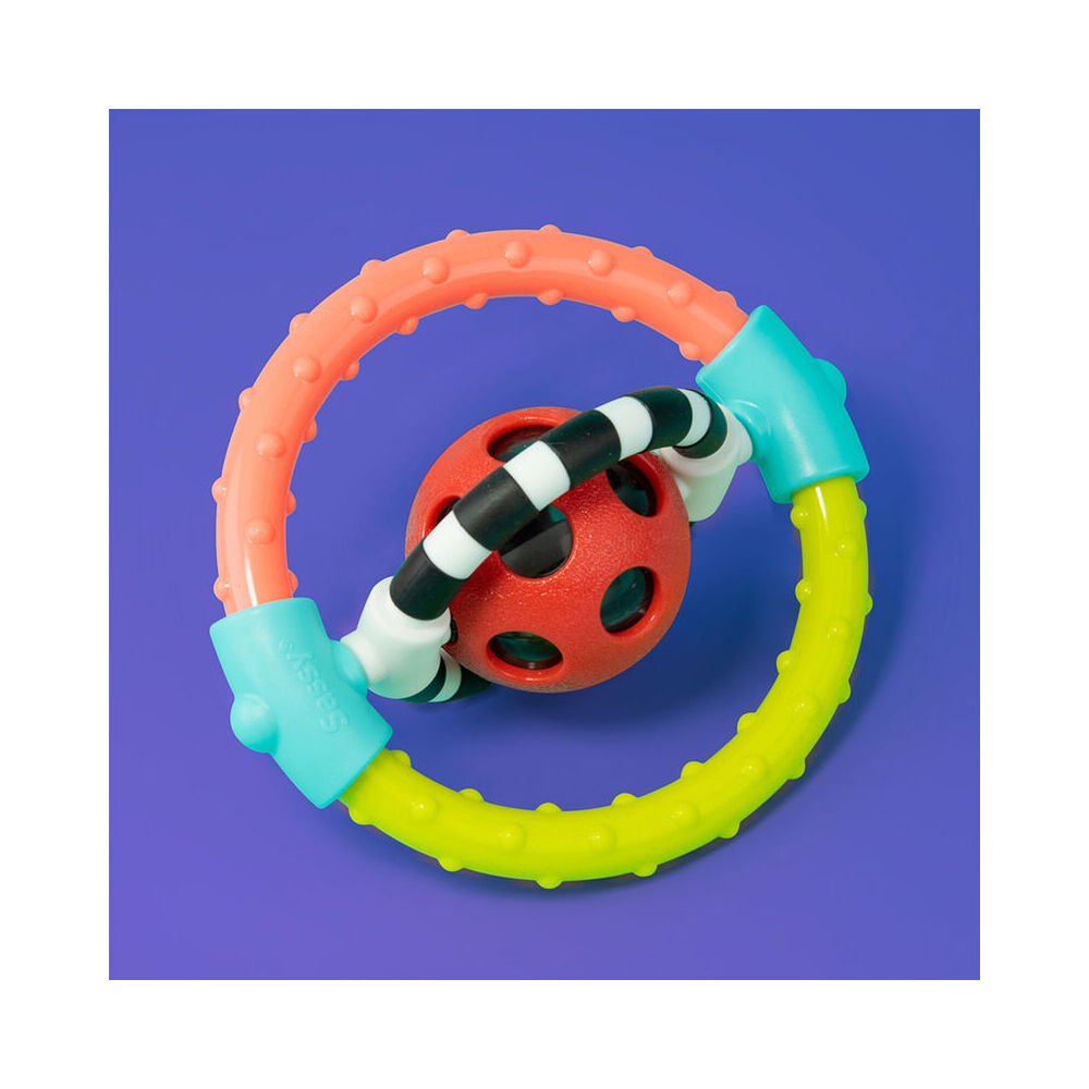Sassy Baby Spin & Chew Ring Rattle Baby Teething Interactve Fun Play Toy 3m+ — image 3