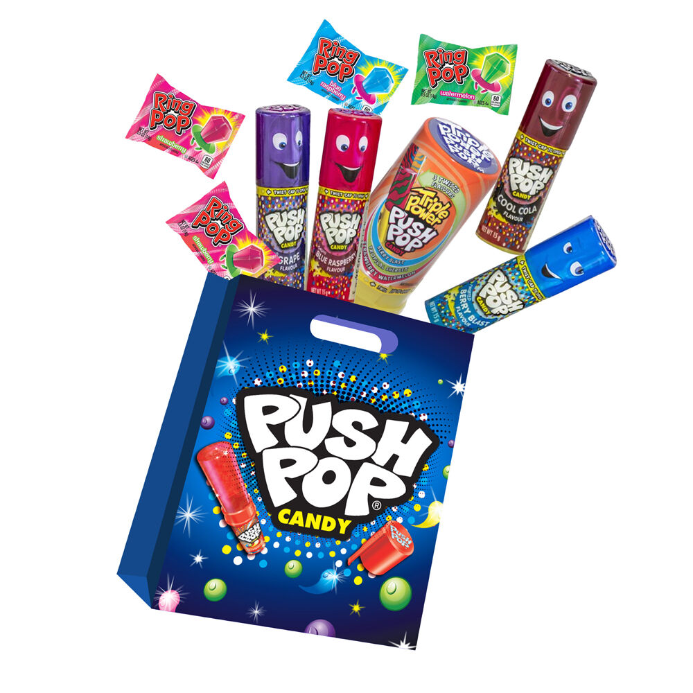 Push Pop Showbag Kids Children Lollipops Fruity Candy Sweet Treat