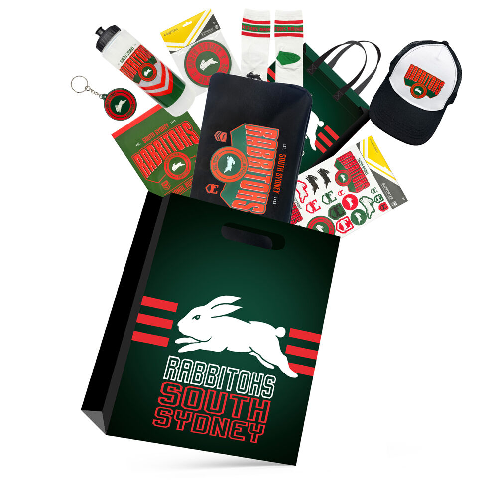 NRL South Sydney Rabbitohs Showbag 24 w/ Duffle Bag/Cap/Drink Bottle/Notebook