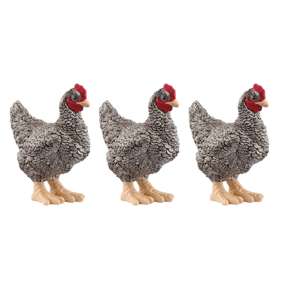 Schleich Plymouth Rock Chicken Animal Figure/Sculpture Kids Play Toy 3y+ (3 Pack)
