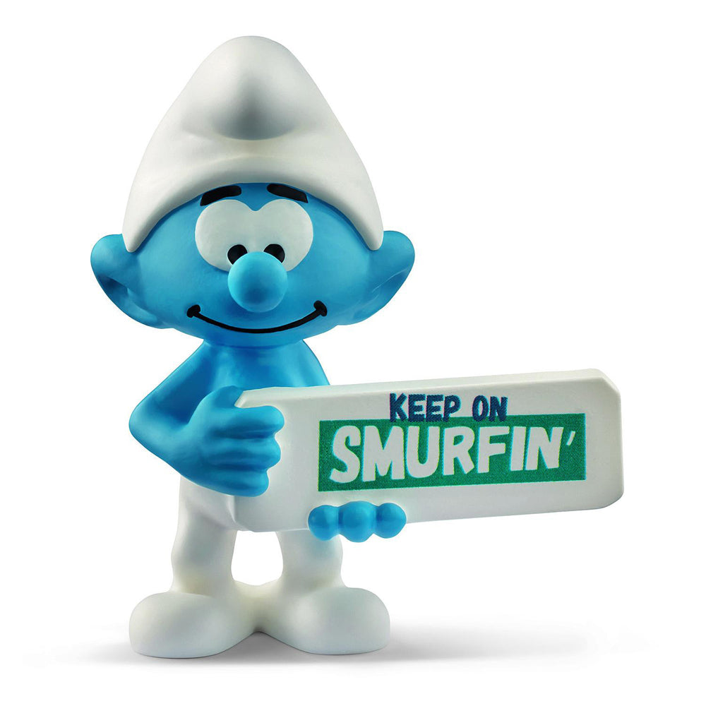 Schleich Childrens/Kids Toy Figurine Smurf with Sign (Keep On Smurfin') 7y+