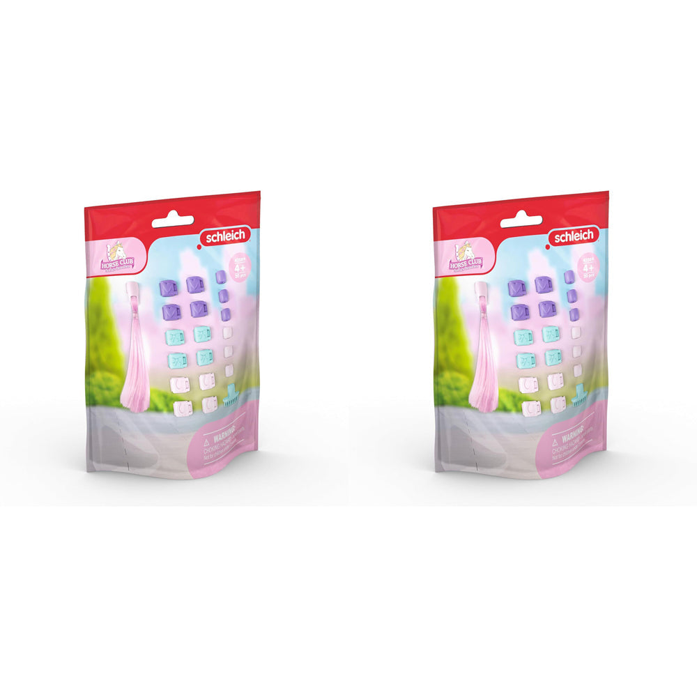 Schleich 20pc Schleich Model Horse Hair Clips/Beads Accessories Kids/Children Toy 4+ (2 Pack)