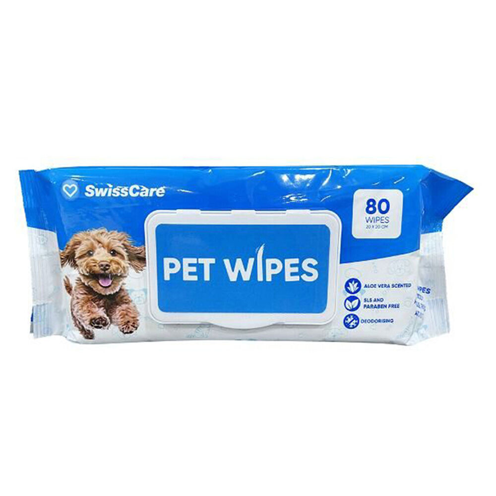 Swisscare Disposable Pet Cleaning Wipes 20x20cm Aloe Vera Scented (80 Pieces)