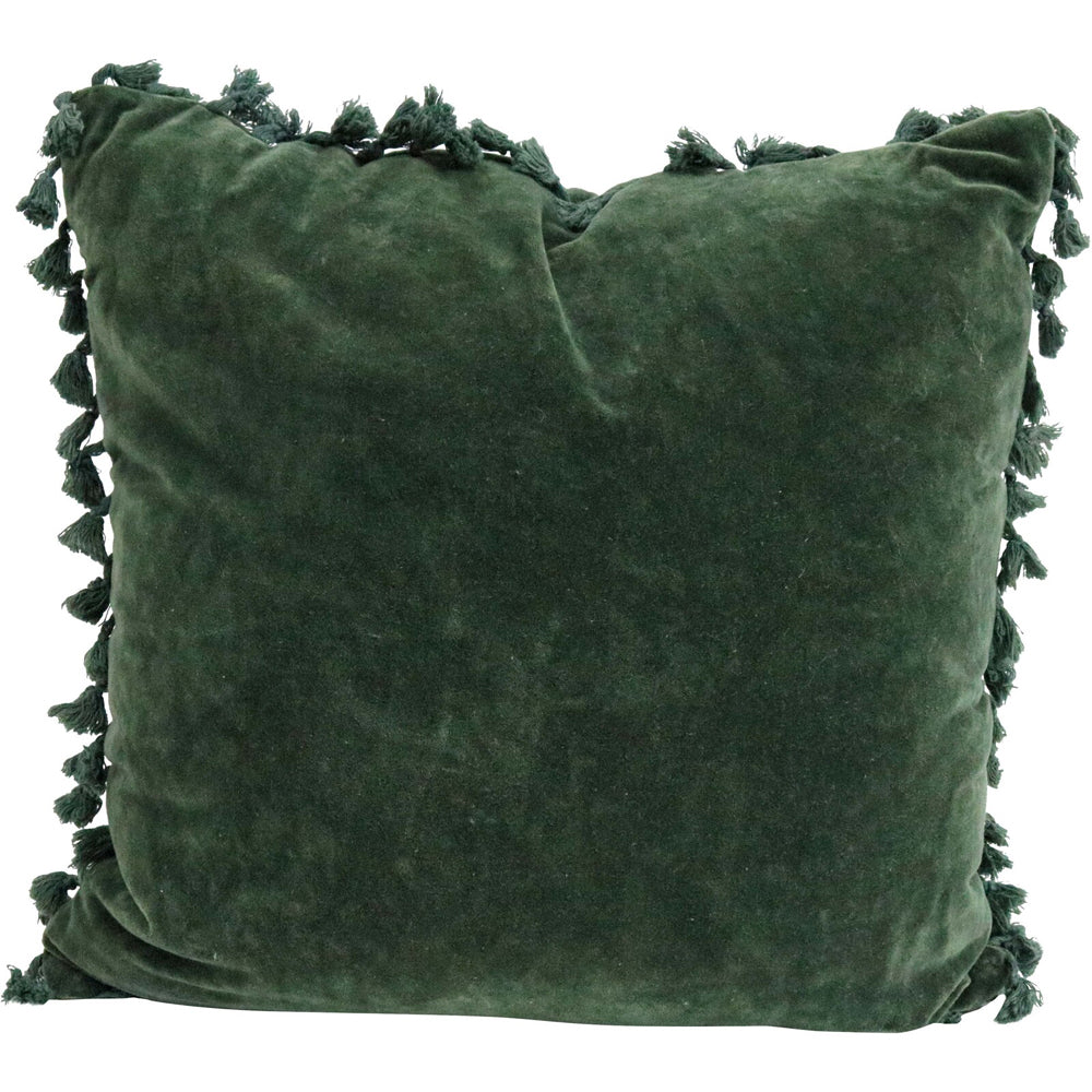 LVD Velvet Tassels Cushion Pillow Sofa/Couch Home Decor 50x50cm Square Moss (2 Pack) — image 2