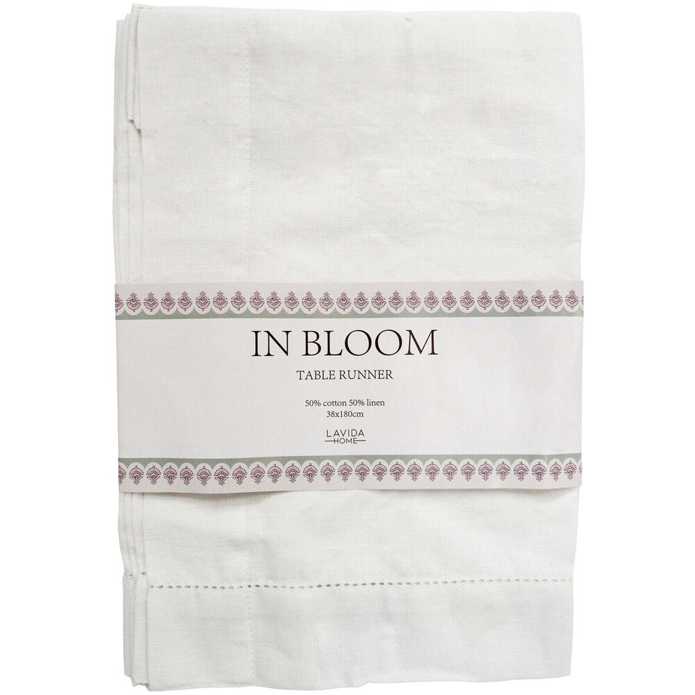 LVD 38 x 180cm Ivory Drawn Thread Cotton/Linen Dining Table Runner — image 3