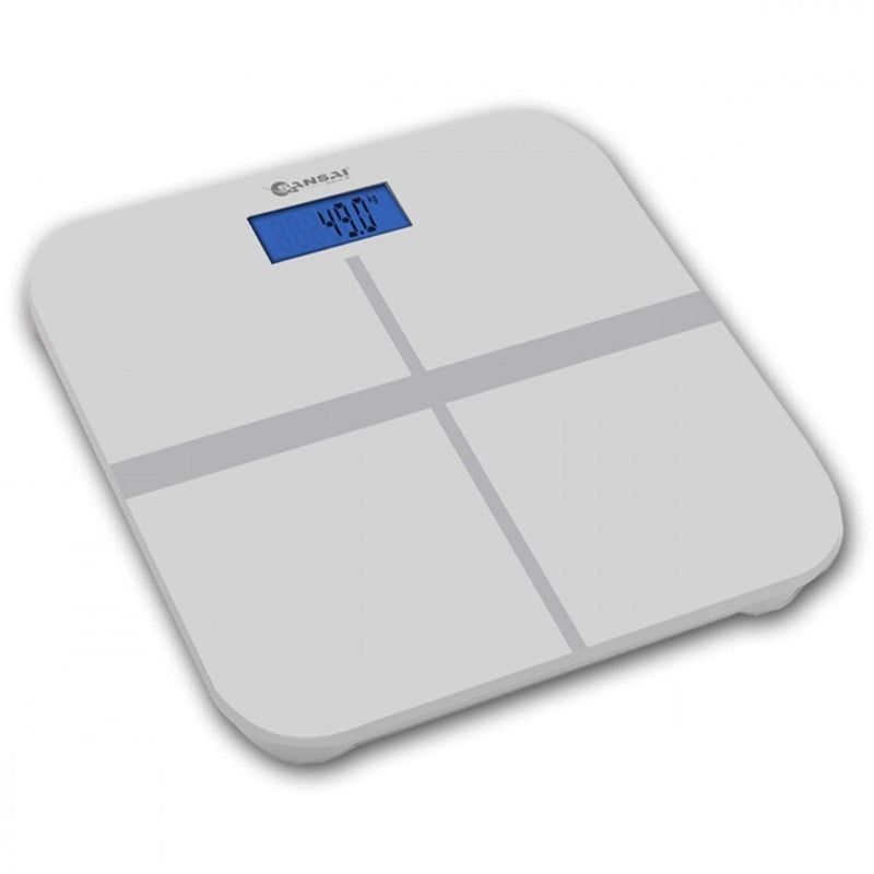 Sansai Digital Personal Bathroom Scale Precision Glass Body Weight Measure — White