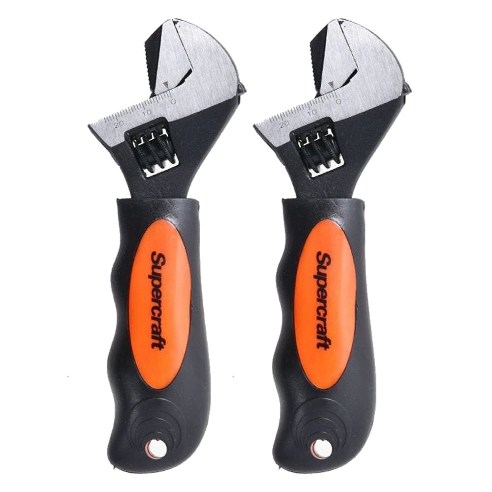 Supercraft 2 In 1 Dual Metric Stubby Adjustable Wrench/Shifter Home Tool Set (2 Pack)