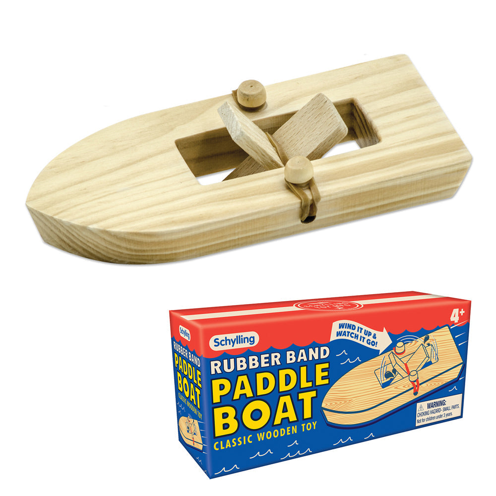 Schylling Rubber Band Paddle Boat Ship Kids/Children Floating Wooden Toy 3y+