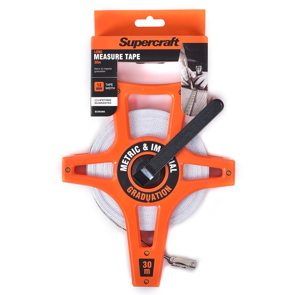 Supercraft Retractable Measuring Tape Long 30m/100ft DIY Construction Tool