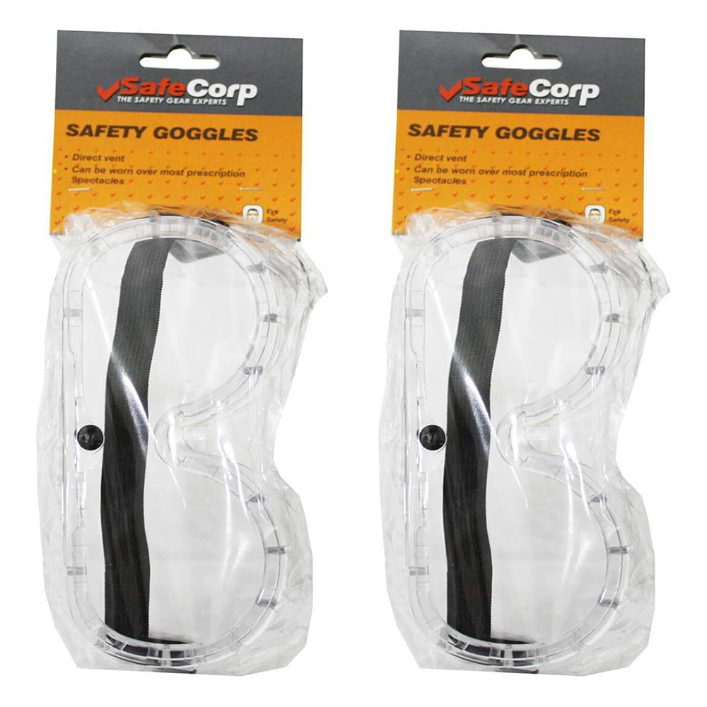 Safecorp PPE Safety Equipment Goggles/Eyeware Direct Vent All Purpose Clear (2 Pack)
