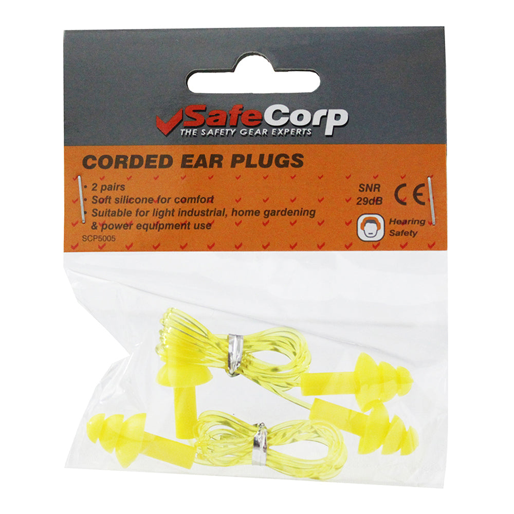 Safecorp Corded Ear Plugs Safety Hearing Ear Protection Home/Garden DIY (2 Pieces)