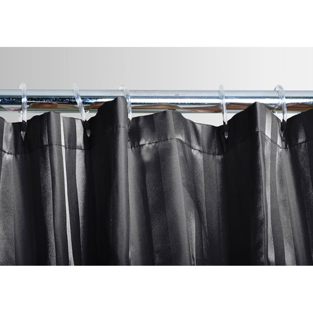 Jason Commercial Satin Stripe Shower Curtains w/ Rings Charcoal 180x180cm (4 Pack) — image 3