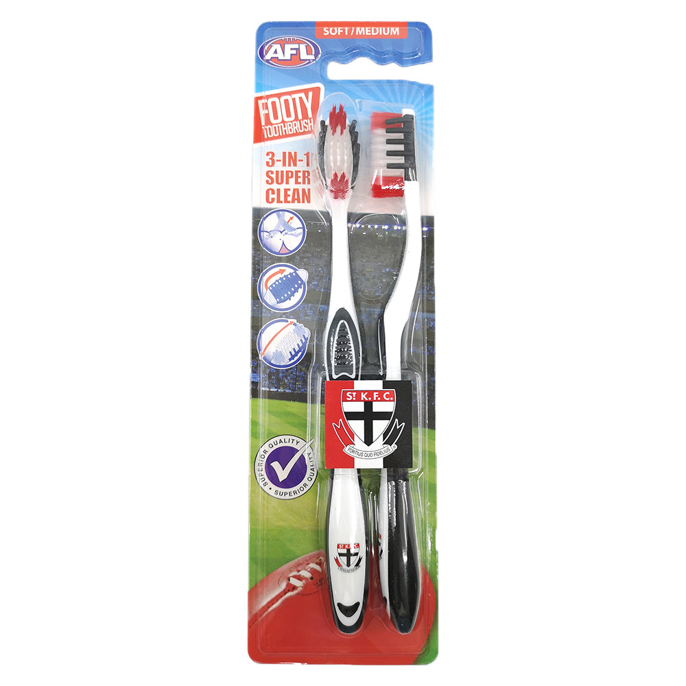 Afl Soft/Medium Toothbrush Oral Care St Kilda Saints Kids/Adults 6y+ (2 Pieces)