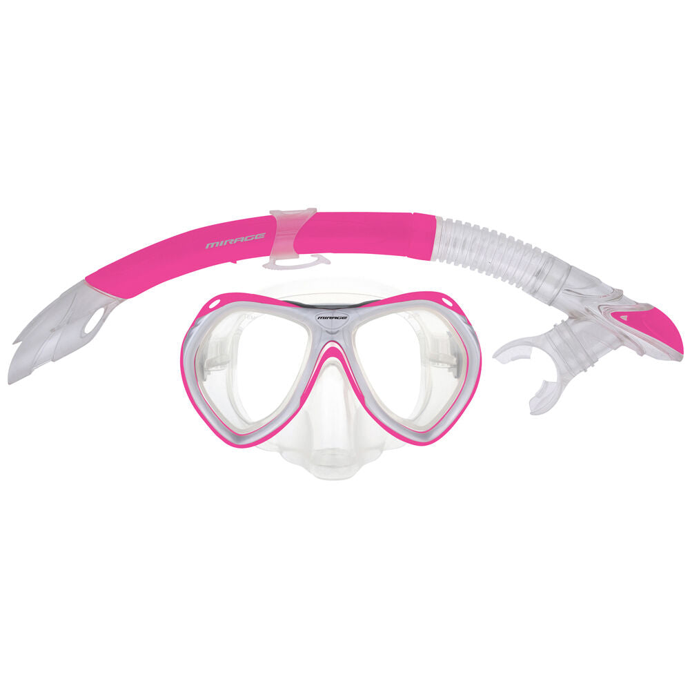 Mirage Crystal Snorkelling/Swimming Mask & Snorkels Set Pink (2 Pieces)