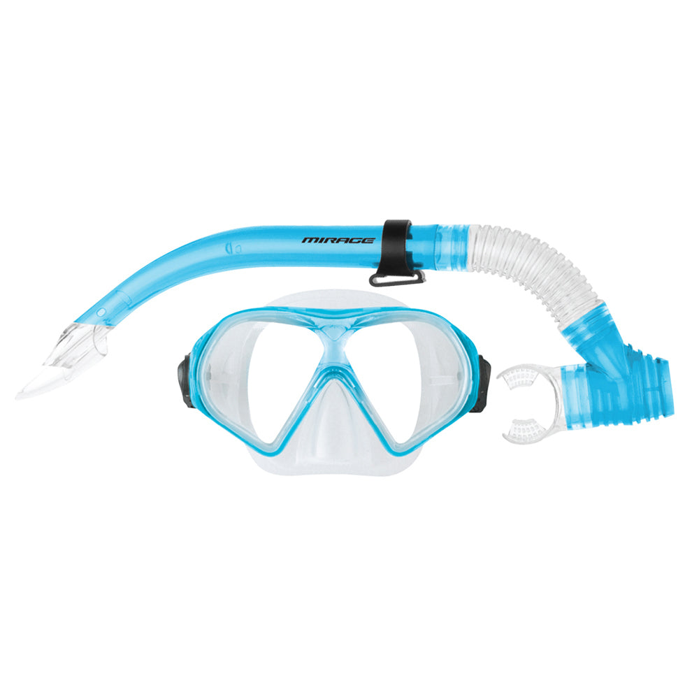 Mirage Watersports Adult Silitex Beach Swimming Goggle Mask/Snorkel Set — Blue